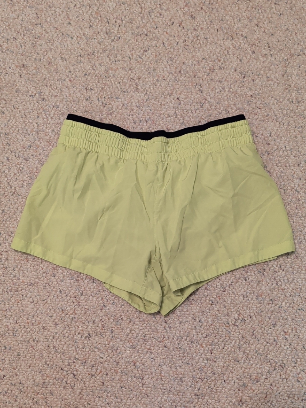 Yellow/Green Women’s Athletic Fabletics Shorts with Navy Blue Waistband